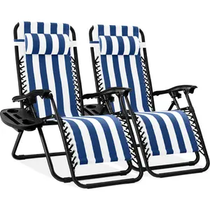 Best Choice Products Set of 2 Zero Gravity Lounge Chair Recliners for Patio, Pool w/ Cup Holder Tray