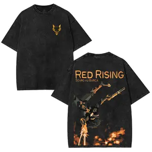Red Rising Sci-Fi Fandom Tee Oversized Acid Washed Cotton Shirt for Men, Reaper of Mars Graphic Hoodie, Sevro Sweatshirt Aesthetic Top