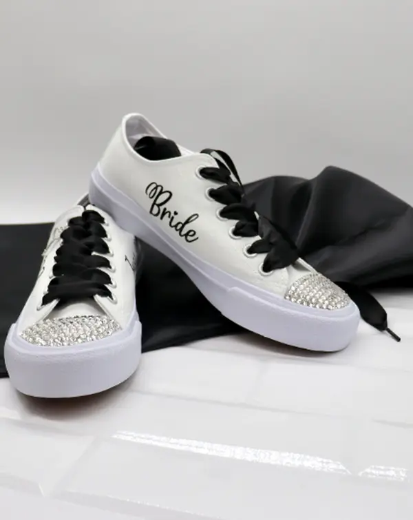 Bridal Black Custom Sneakers for wedding reception Bridal Black Custom Sneakers for wedding reception