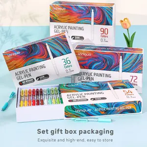 Languo Press-Type Acrylic Painting Pen Set, 90 Colors Neutral Pens, Accounting Colored Pens, Multicolor Fine Writing, Notebook Drawing Marking, Art Materials