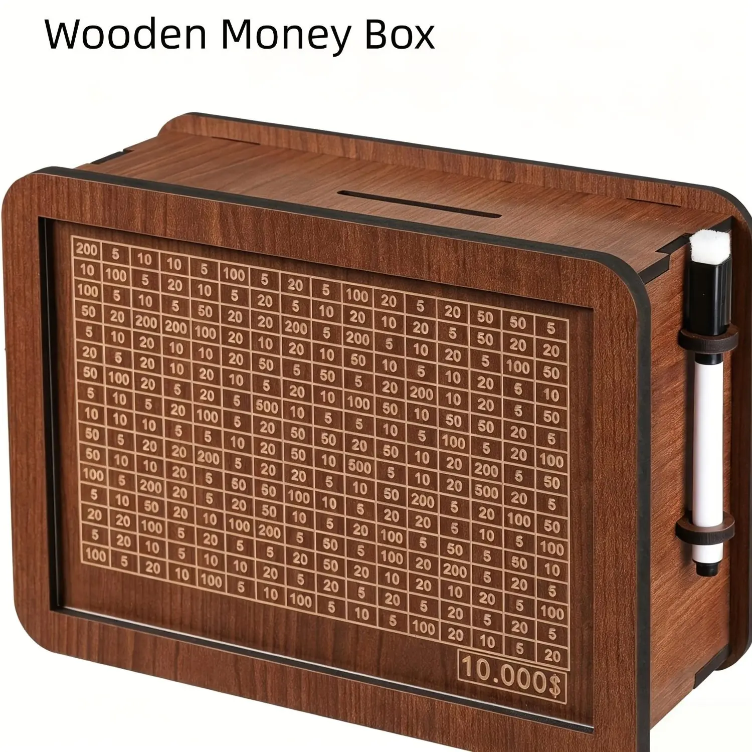 Wooden Money Box with Money Target And Numbers, Money Bank for Adults, Cash Saver Box Money Bank, Adults Money Box Halloween Christmas Gift