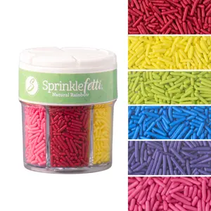 Sweets Indeed Natural Rainbow Jimmies Sprinkle Jar, Sprinkle Mix, 6 cell, Perfect for Cake Decorations, Baking, Ice Cream, Cookies, Cupcake Topper food grade sprinkle