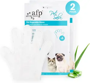 Allforpaws Pet Glove Wipes Grooming Wipes for Dogs&Cats 24pcs- No-Rinse Moisturizing Bathing Wipes for Face Body & Paws - 9 x 5 inchs 6pcs x 2 Pack