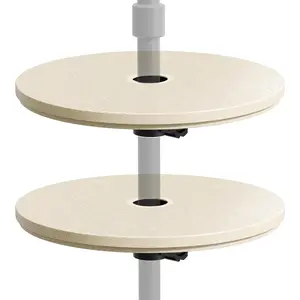 Outdoor Umbrella Side Table Tray with Umbrella Hole for Patio Garden Beach Balcony Deck Poolside Beige