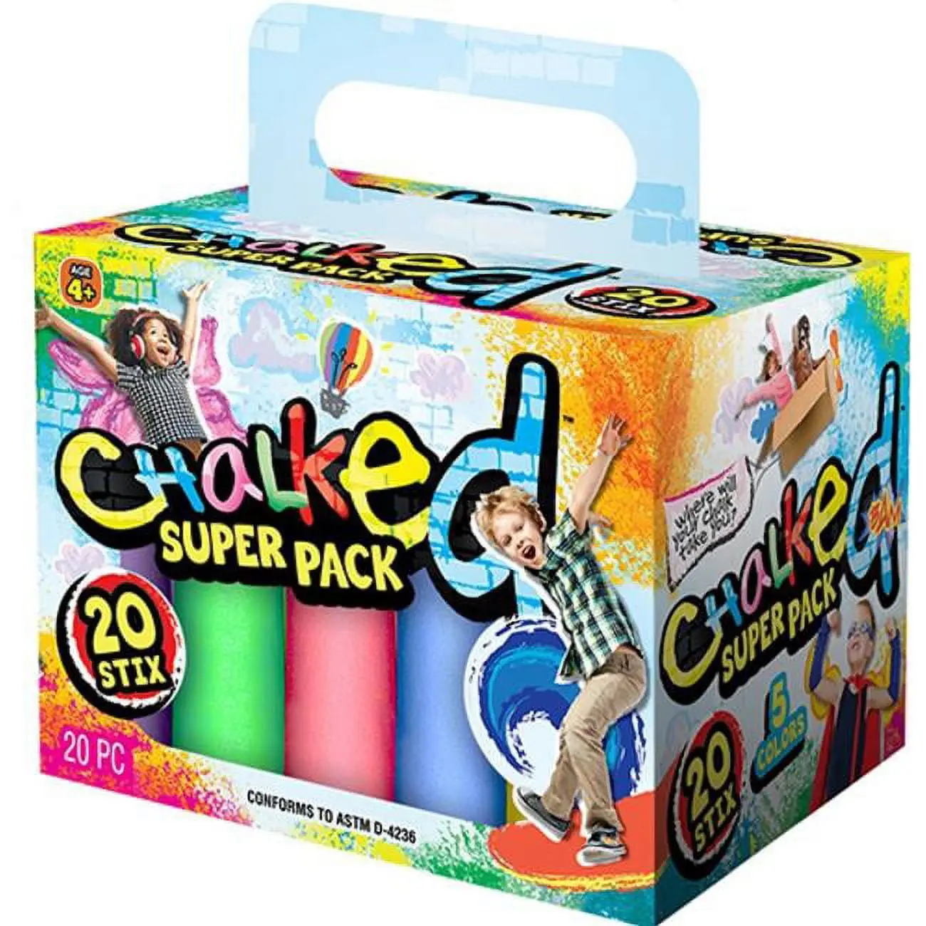Ja-Ru 9061548 Assorted Colors Sidewalk Chalk, 20 Piece - Pack of 6