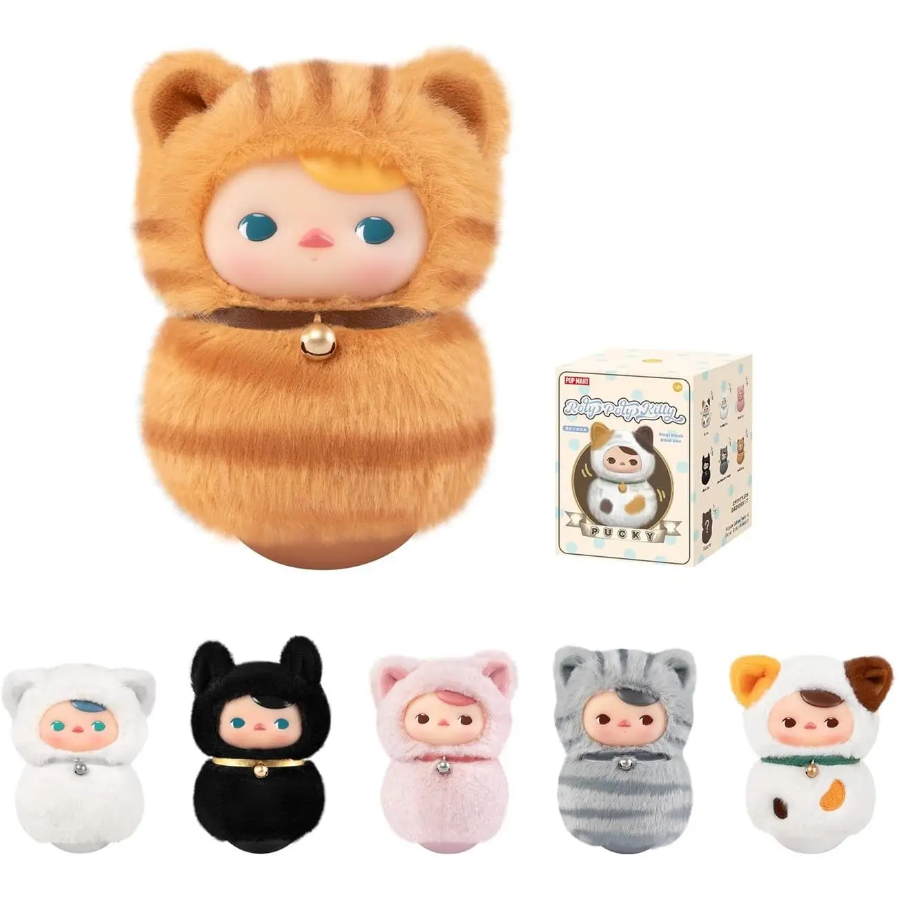 Pucky Roly-Poly Kitty Blind Box Figures - 6 Cute Designs! Collectible Toys - Birthday/Holiday Gifts