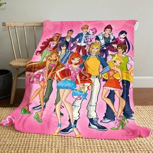 Winx Club comic style 13 patterned printed blanket, blanket for the living room, bedroom and office lunch break, portable blanket suitable for all four seasons, holiday gift for family and friends