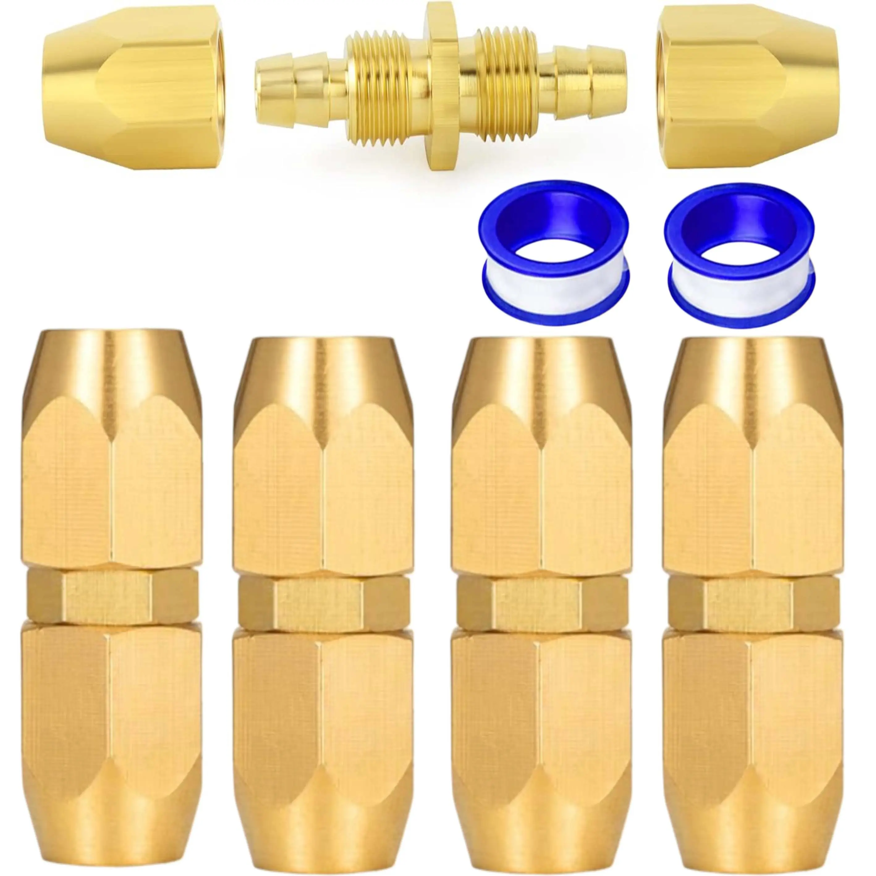 4 Pack Brass Air Reusable Hose Splicer For 1/4-Inch ID Hose,1/4" Air Hose Repair Fitting,Christmas Party Gifts Set,Hand Tools Kits,Summervibes