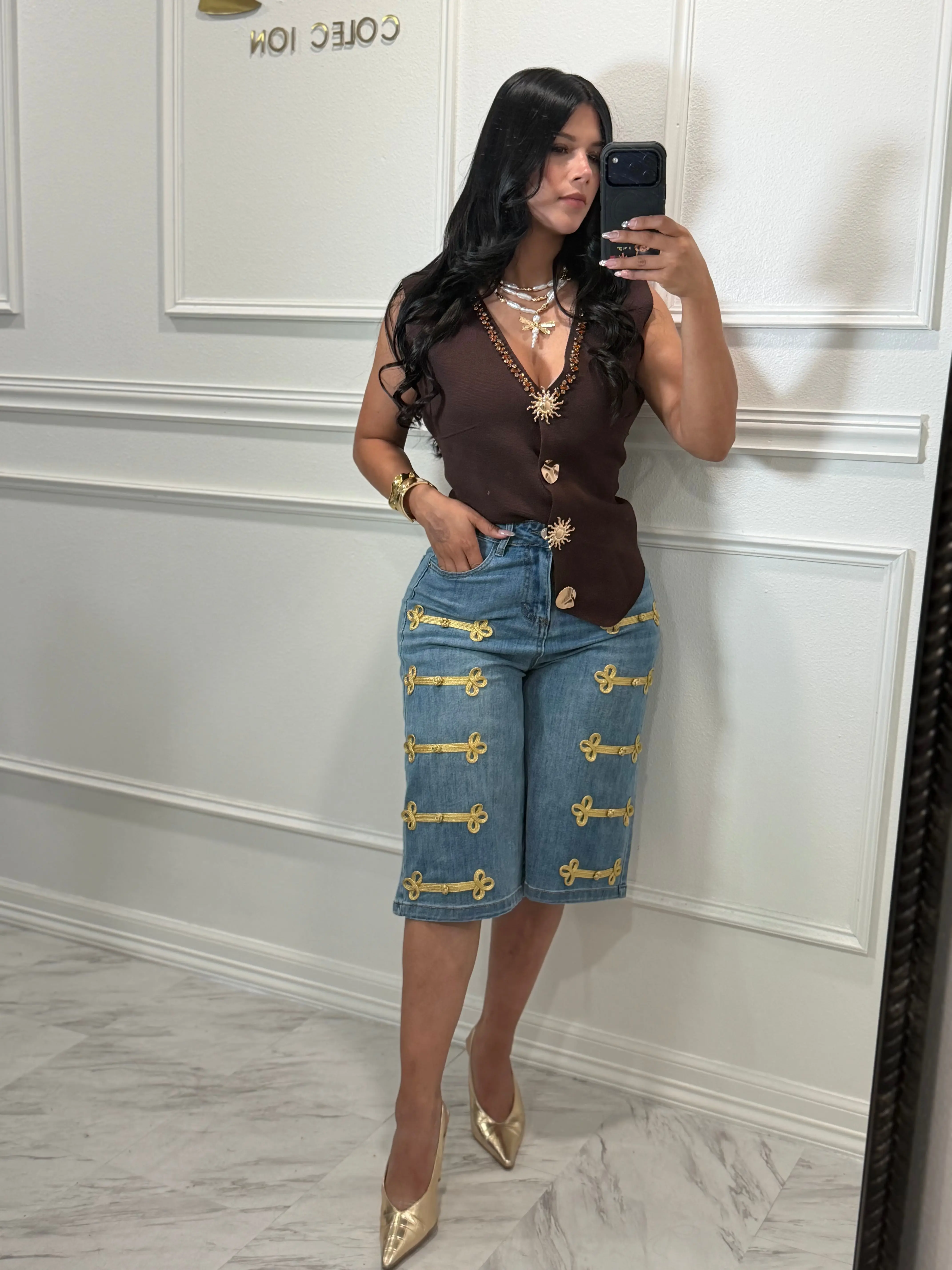 Denim capri
