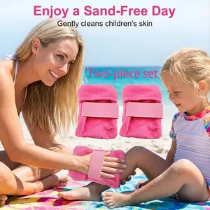 2Pcs Summer Beach Sand Remover, Portable Coral Fleece Sand Cleaning Brush for Beach Camping Vacation