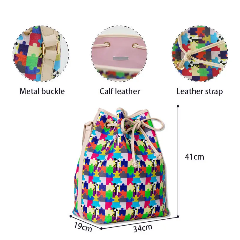 Fashionable Puzzle Bear Bag - Colorful Crossbody Shoulder Bag for City Life