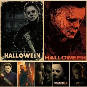 Wall Arts Posters  Wall Decor Room Decor Pop Halloween Michael Miles Classic Horror Movie Retro Poster Art Painting Wall Painting Living Room Home Decoration Halloween Decor Fall Decor