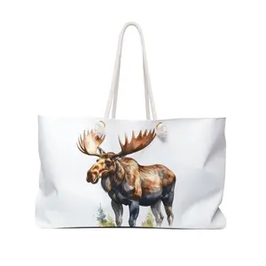 Moose Watercolor Weekender Tote Bag