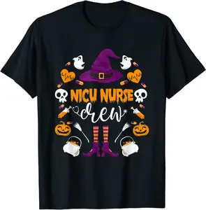 Witch NICU Nurse Crew Spooky Vibes Halloween Costumes T-Shirt - Joelalbe Shop 85B0BD8K7Z8J