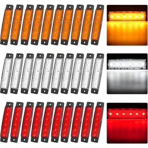 Nilight Side Marker Light 30PCS 3.8 Inch Amber Red White 6 LED Indicator Light Marine Boat Navigation Light Yacht Kayak Sailboat Trailer Bus RV Clearance Light