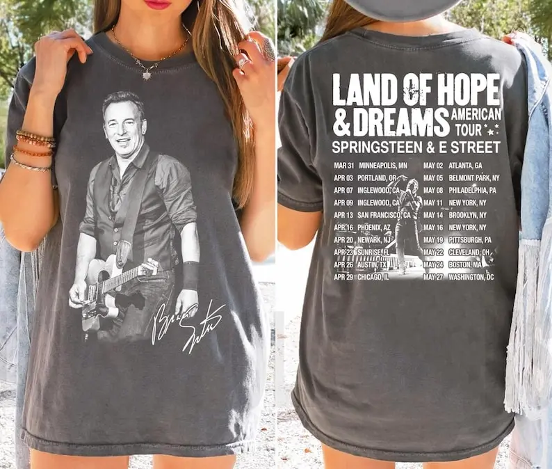 T-Shirt Bruce Springsteen Born To Run - Homme Femme Fan De Rock Musique Blanche