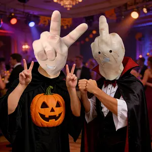 Funny victory gestures, peace sign masks, realistic latex full face masks for adult Halloween costumes, innovative prank V sign face masks, Halloween, parties, role-playing