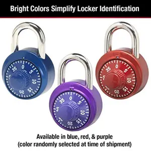 Master Lock 1530DCM School or Gym Locker Lock Combination Padlock Back to School Essential Pack of 1 Random Color Metal Body Anodized Aluminum Cover Hardened Steel Shackle Anti-Shim Locking Mechanism Home Heavy Duty