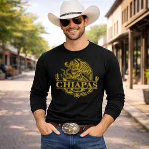 Chiapas Mexican Flag Eagle Long Sleeve T-Shirt