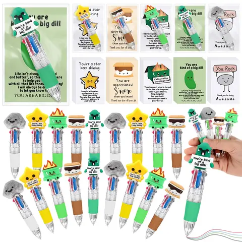 Halloween Multicolor Pens 4-in-1 Colorful Retractable Ballpoint Pens Gift Sets with Cards Cute Pens Classroom Exchange Party Supplies Employee Appreciation Gifts Inspirational Gift for Students Teacher Coworker Nurse Party Favors Christmas