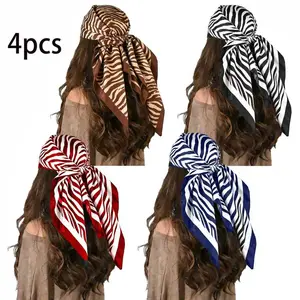 4/1PCS Animal Print Head Scarf for Women - Fashion Versatile Headscarf Easy to Wear Hair Wrap Turban Bandana Headwear for Daily/Party Outfits Reusable Bandana Scarf