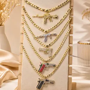 14k Goldplated Guns pendant with Chain  24 and 26 inch available- No Warning Applicable