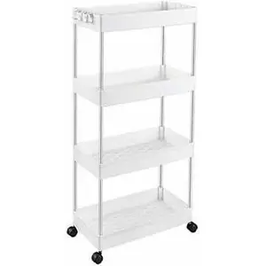 Plastic Multilayer Save Space Crack Shelf Bathroom Gap Holder Removable Rack Kitchen Narrow Storage Racks Kitchen Organize, Home and Kitchen accessoriers Container (White), 35x12x87 CM, Z-028 Slide Utensils Black