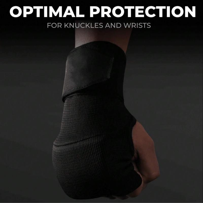 Boxing Hand Wraps, 1 Pair Long Wrist Straps, Elasticated Padded Fist Under Mitts Protection, Muay Thai MMA Kickboxing Martial Arts Punching Training Bandages