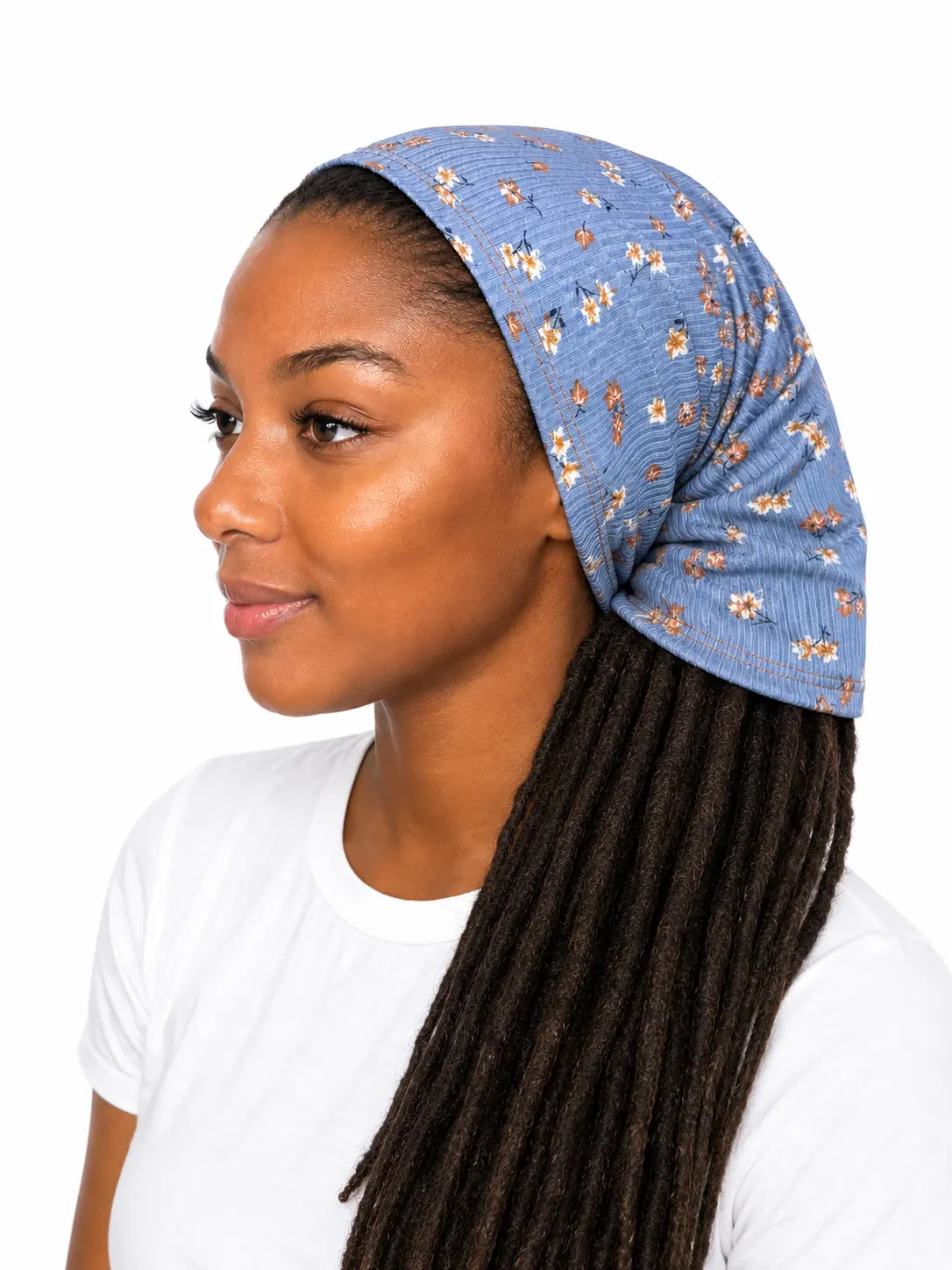 Extra Long Floral Rib Knit Dreadlock Headband, Handmade in USA, Premium Long Hair Tube for Braids and Dreadlocks, Dread Sock Hair Wrap, Boho Stretch Ribbed Knit Fabric Head Wrap, Loc Covering Headband for Dreads, Curly Hair & Hair Buns