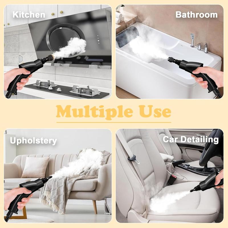 Pressurized Handheld Multi-Surface Natural Steam Cleaner with 14 Accessories, Powerful Chemical-Free Steam Cleaner, Suitable for Home and Cars, Cleaning Washing Machines, Air Conditioners, Kitchens, Summer Appliance Cleaning Tool. Home Use.