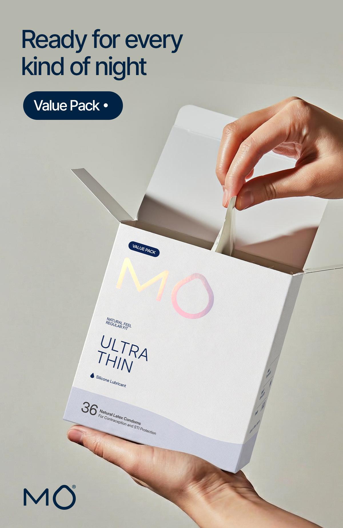 MO Ultra Thin Condoms Value Pack 36 Count, 0.04mm Ultra Sensitivity, 100% Natural Latex, pH Balanced Formula, Regular Fit MO Ultra Thin Condoms Value Pack 36 Count, 0.04mm Ultra Sensitivity, 100% Natural Latex, pH Balanced Formula, Regular Fit