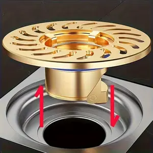 Brass Drain Stopper Odor Preventer, Shower Drain Backflow Prevention, Drain Filter, Anti-Backflow, Bathroom and Kitchen Use, Home, Hotel, Apartment