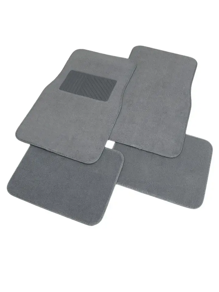 Sysonic USA Grey Cloth Universal Floor Mat Set with Vinyl Heel Pad