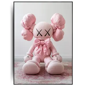 Kaws Pink Bow Vintage Poster No Frame, Wall Art, Minimalist Hypebeast Decor, Gift for Boyfriend