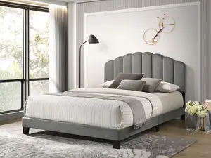 Chrisi Modern Velvet Upholstered Bed Frame with Elegant Scalloped Headboard – Luxury Bedroom Style By FOA