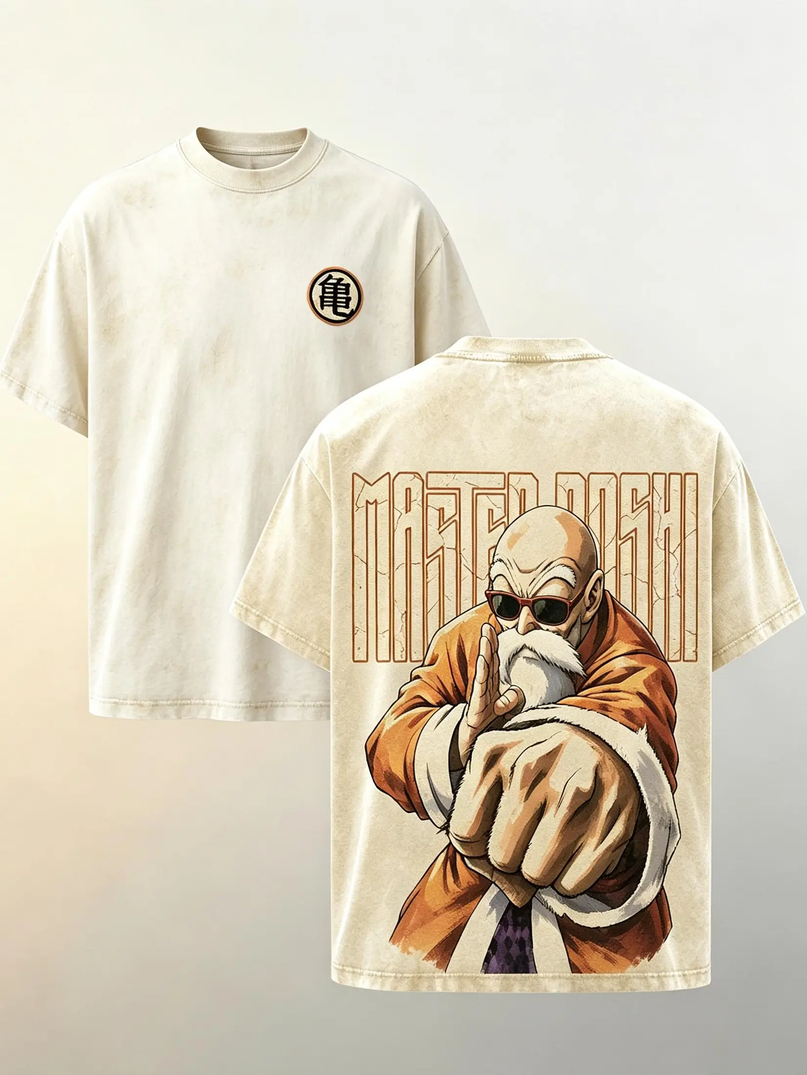 [AVT]Master Roshi-DBZ Turtle Hermit Double Printed Graphic Tee,Heavy Cotton Oversized Shirt,Vintage Washed Streetwear For Men, Gift For Anime Lovers And DBZ Fans graphic streetwear,symbol trendy t-shirts,humor invincible shirt,funny student shirt,anime