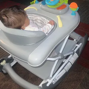 VEVOR 4-in-1 Baby Walker, Foldable Baby Activity Center on Wheels, 3 Adjustable Height, Music & Toys Tray, Learning-Seated | Walk-Behind | Rocker | Bouncer Toddler Walker for Girls Boys  6-24 Months