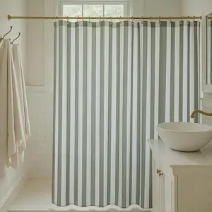 Beautiful Striped Boho Shower Curtain for Your Bathroom - Stylish 72”x72” Sage Green Curtain That Fits Perfectly with Any Bath Decor - Modern & Elegant, Ideal for Brightening Up Your Bathroom at Home