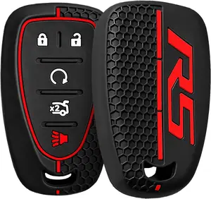 Aoryalps RS Silicone Key Fob Cover Case Protector for Chevy Camaro Cruze Equinox Blazer Traverse Monza Cars, 5 Buttons Premium Soft Rubber Protector Accessories
