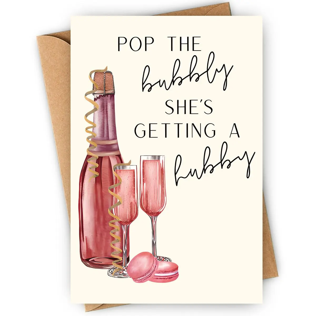 Funny Wedding Greeting Card with Envelope, Message Card, 1/3/5 Counts Champagne Bottle & Glass Pattern Bridal Shower Card, Happy Bridal Shower Card, Fun Party Cards, Unique Gift for Friend