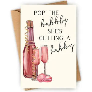 Funny Wedding Greeting Card with Envelope, 1/3/5 Counts Champagne Bottle & Glass Pattern Bridal Shower Card, Happy Bridal Shower Card, Unique Gift for Friend