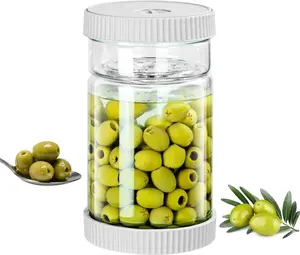 Upgraded 40oz Glass Pickle Jar with Time Tracker–Pickle Container with Strainer Flip Leak-Proof, Auto Venting, Easy Clean Design Hourglass Pickle Juice Separator