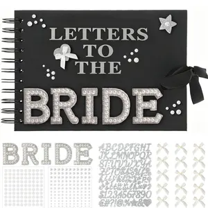 DIY Bride Letter Scrapbook Set, Spiral Wedding Guest Book, Pearl and Dot Stickers, Alphabet Stickers, Bridal Party Gift, Memory Album