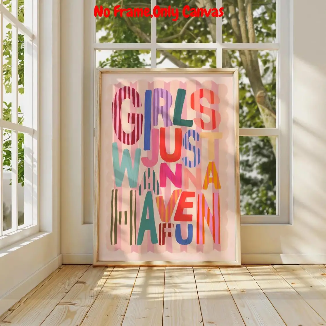 1pc, Wall arts, Aesthetic Wall Decor, Canvas Art Wall, Modern Posters, Girls just want to have fun, Positive prints, Affirmation prints, Typography, Quote wall art, Gallery wall, Kids, Modern home decor, Housewarming gift, Unframed