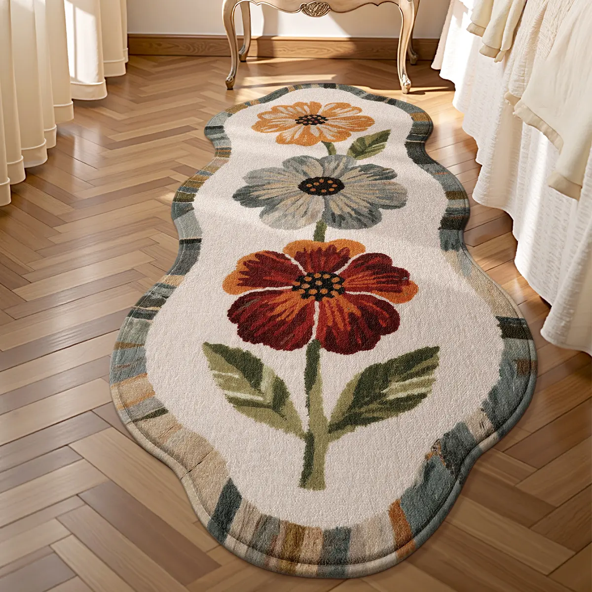 LUMIRUGS Trending Floral Pattern Non-Slip Cozy Floor Mat Single Piece Ideal Decorative Carpet for Home Living Room Bedroom Study Must-Have Vanity Decor Household Ornament Rug Washable Non-Slip Floral Abstract Plush Thina No Sweat Trapping