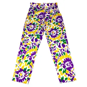 Purple, Green, and Gold Tie Dye Leggings - One Size (Each)
