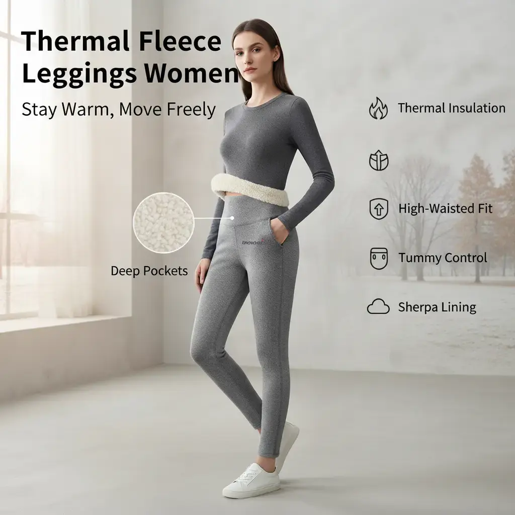 Fall and Winter Thermal Leggings for Women Fleece Lined Thick Warm Pants High Waisted Tummy Control Compression Sherpa Tights with Deep Pockets Outdoor Casual Running Workout and Cold Weather Activewear polyester slim fit tummy control yoga support booty