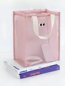 Travel Handheld Beach Bag Large Capacity Washroom Organizer Mesh Drainage Storage Pouch, Breathable Netting Makeup Bag