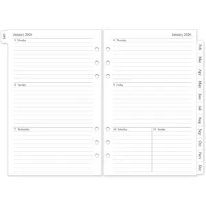 2026 Weekly & Monthly Planner Refill, A5 Medium Planner Inserts for 6 Holes, 5.5"x8.5", Jan. 2026 - Dec. 2026, 12 Monthly Calendars with Laminated Tabs, 6-Hole Punched