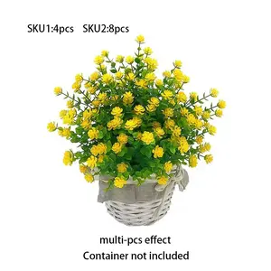 Artificial flowers, Hanging flower pots, outdoor fake plants, fade-resistant, maintenance-free plastic UV-resistant shrubs, perfect for indoor/outdoor decoration of gardens, porches, windows, balconies, Garden Accessories, yellow eucalyptus